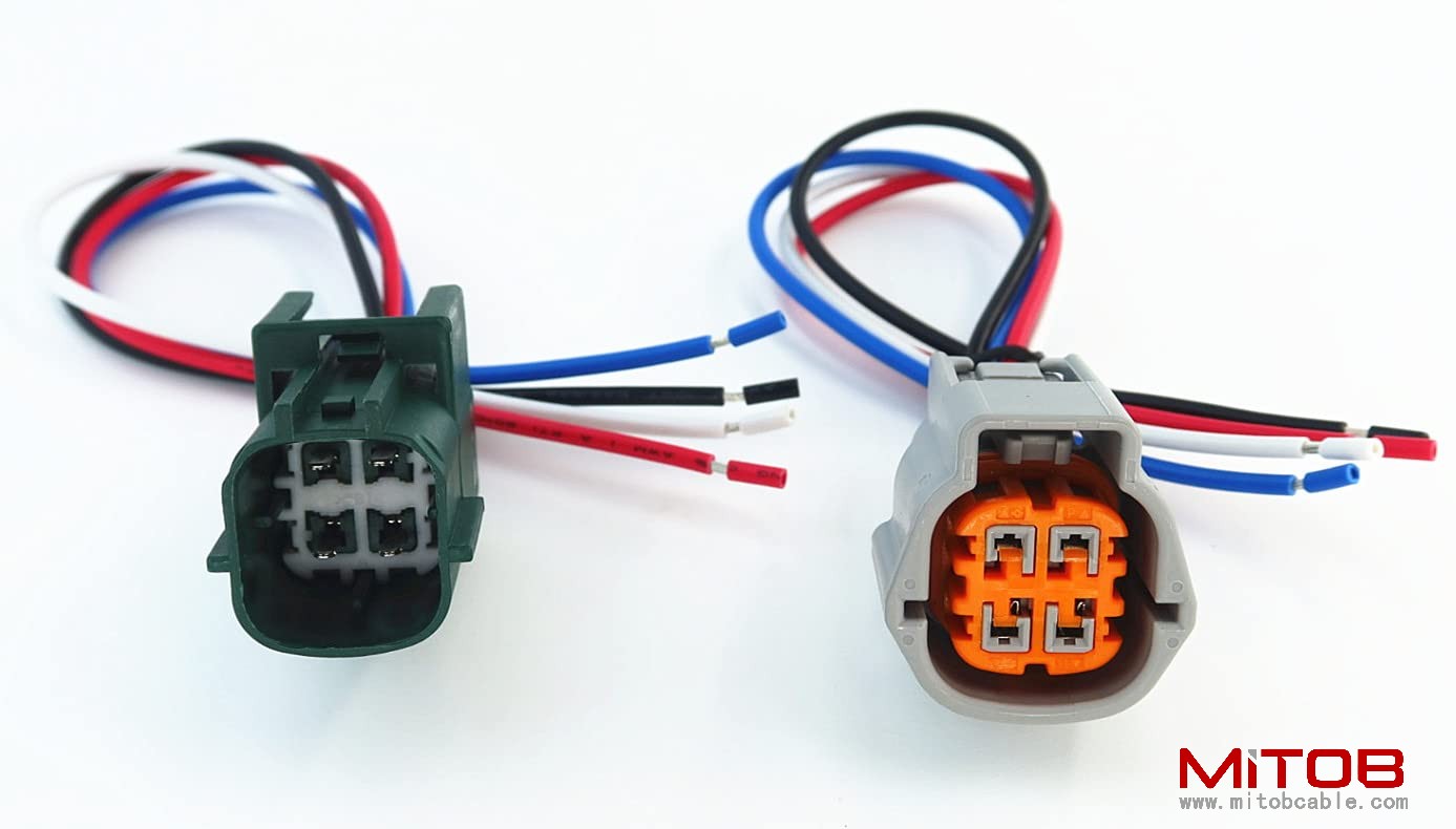 1pcs Male and 1pcs Female Connector 4 pin 4-Way Plug for O2 Sensor Pigtail Cable Compatible with Nissan Subaru Infiniti RS04FG
