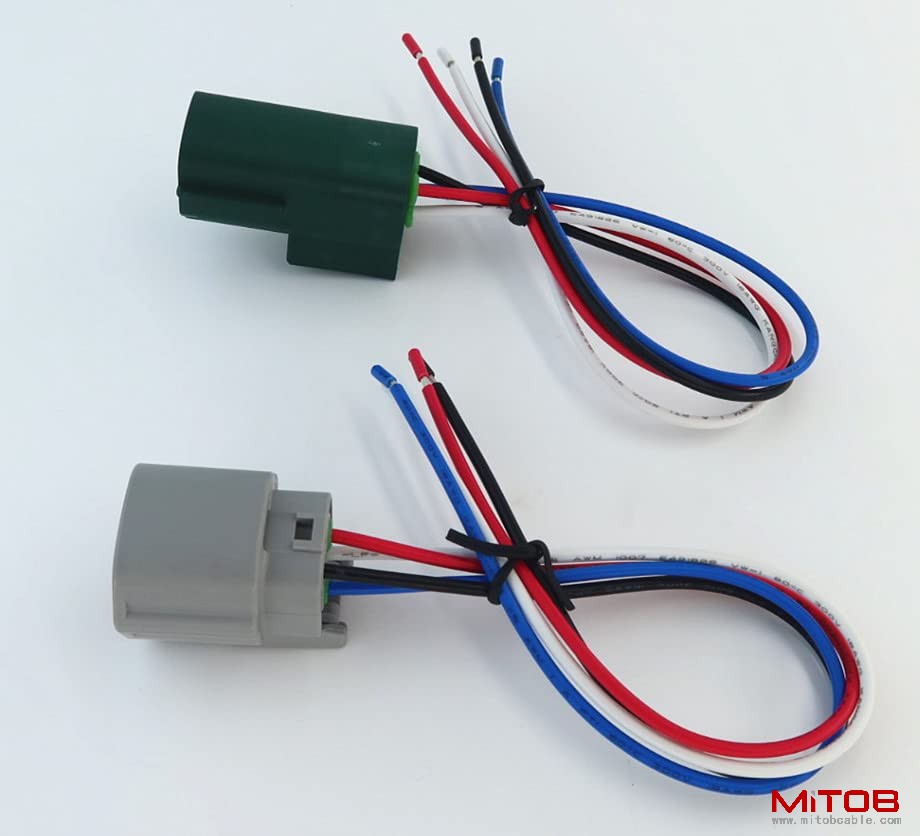 1pcs Male and 1pcs Female Connector 4 pin 4-Way Plug for O2 Sensor Pigtail Cable Compatible with Nissan Subaru Infiniti RS04FG