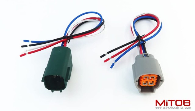 1pcs Male and 1pcs Female Connector 4 pin 4-Way Plug for O2 Sensor Pigtail Cable Compatible with Nissan Subaru Infiniti RS04FG