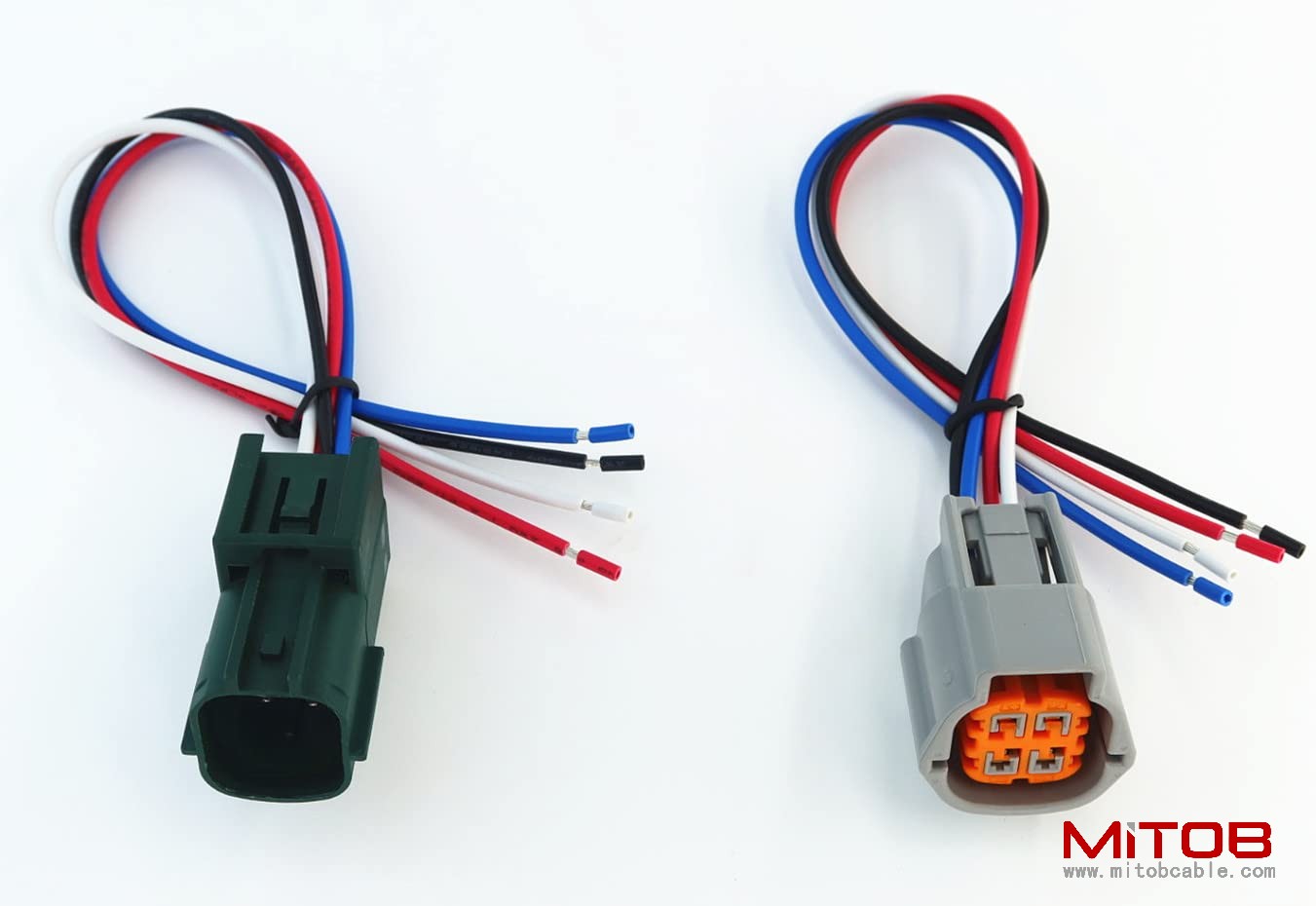 1pcs Male and 1pcs Female Connector 4 pin 4-Way Plug for O2 Sensor Pigtail Cable Compatible with Nissan Subaru Infiniti RS04FG