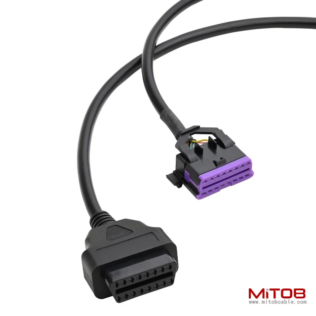 Right Angle OBD2 Splitter Y Cable 1 Male to 2 Female Extension Cable OBD II 16 Pin Cord Adapter 50cm 20inch