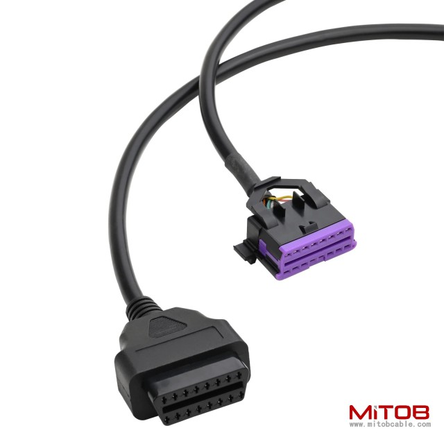 Right Angle OBD2 Splitter Y Cable 1 Male to 2 Female Extension Cable OBD II 16 Pin Cord Adapter 50cm 20inch