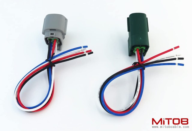 1pcs Male and 1pcs Female Connector 4 pin 4-Way Plug for O2 Sensor Pigtail Cable Compatible with Nissan Subaru Infiniti RS04FG