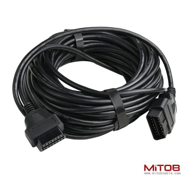 50 Feet  15 Meter OBD2 OBDII Full 16 Pin Car Male to Female Extension Cable Diagnostic Extender Low Profile OBD Cord Adapter for OBD Scan Tool Compatible for All OBD2 Vehicles