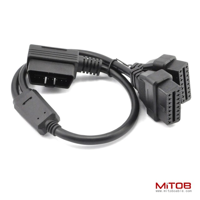 50cm Right Angle OBDII OBD2 16 Pin  Male to Female Splitter Y  Extension Cable Car Diagnostic Extender Cord Adapter