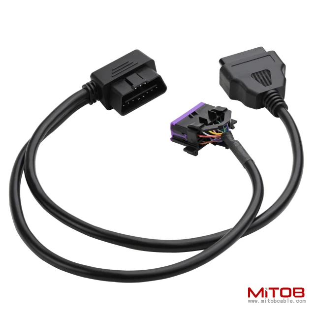 Right Angle OBD2 Splitter Y Cable 1 Male to 2 Female Extension Cable OBD II 16 Pin Cord Adapter 50cm 20inch