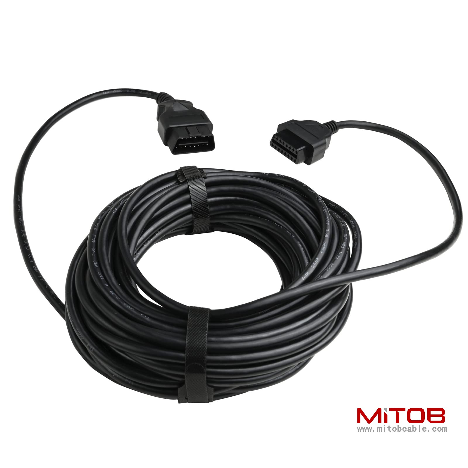 50 Feet  15 Meter OBD2 OBDII Full 16 Pin Car Male to Female Extension Cable Diagnostic Extender Low Profile OBD Cord Adapter for OBD Scan Tool Compatible for All OBD2 Vehicles