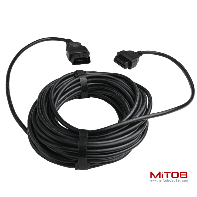 50 Feet  15 Meter OBD2 OBDII Full 16 Pin Car Male to Female Extension Cable Diagnostic Extender Low Profile OBD Cord Adapter for OBD Scan Tool Compatible for All OBD2 Vehicles