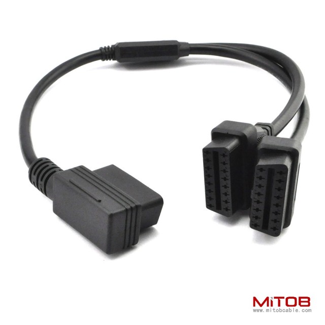 50cm Right Angle OBDII OBD2 16 Pin  Male to Female Splitter Y  Extension Cable Car Diagnostic Extender Cord Adapter