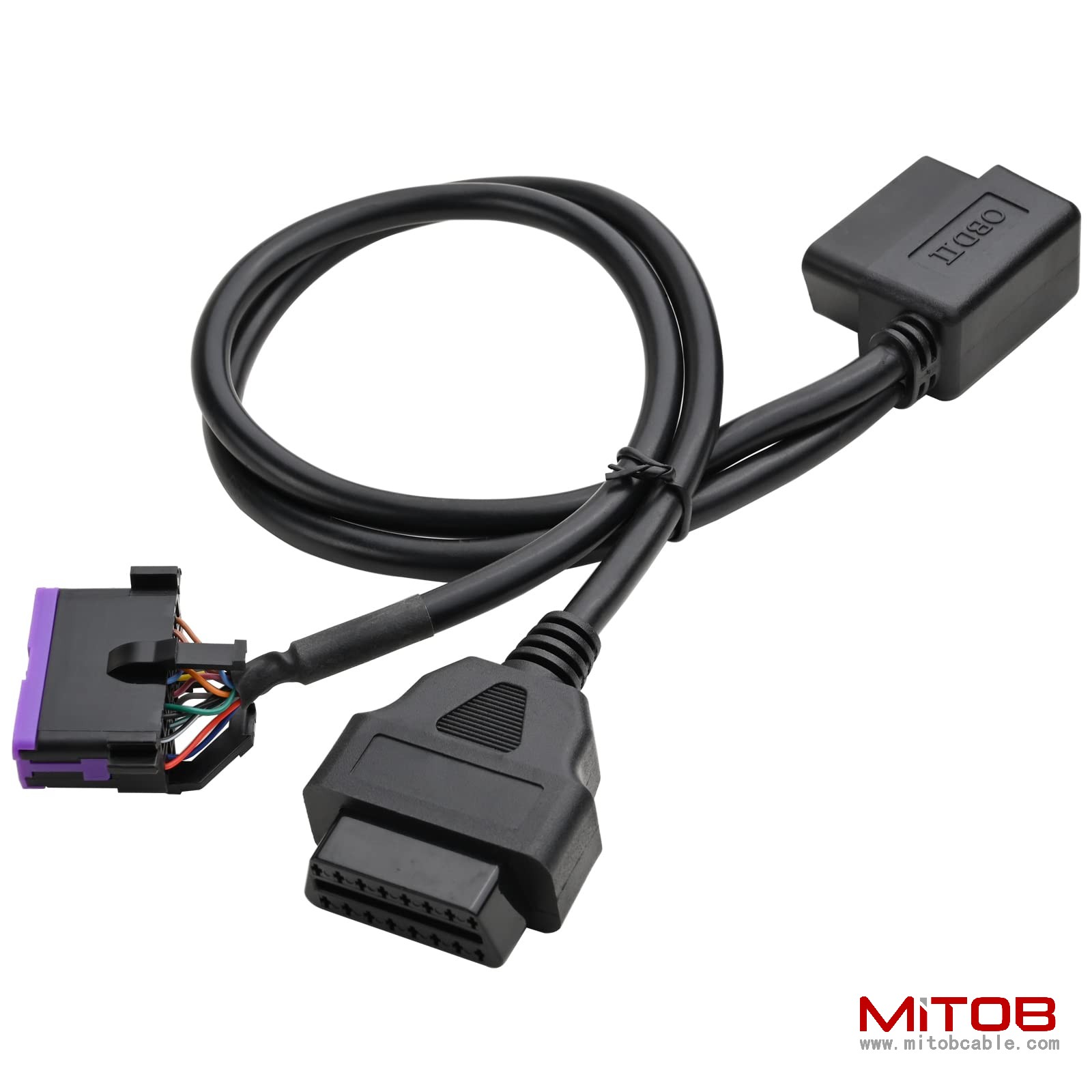 Right Angle OBD2 Splitter Y Cable 1 Male to 2 Female Extension Cable OBD II 16 Pin Cord Adapter 50cm 20inch