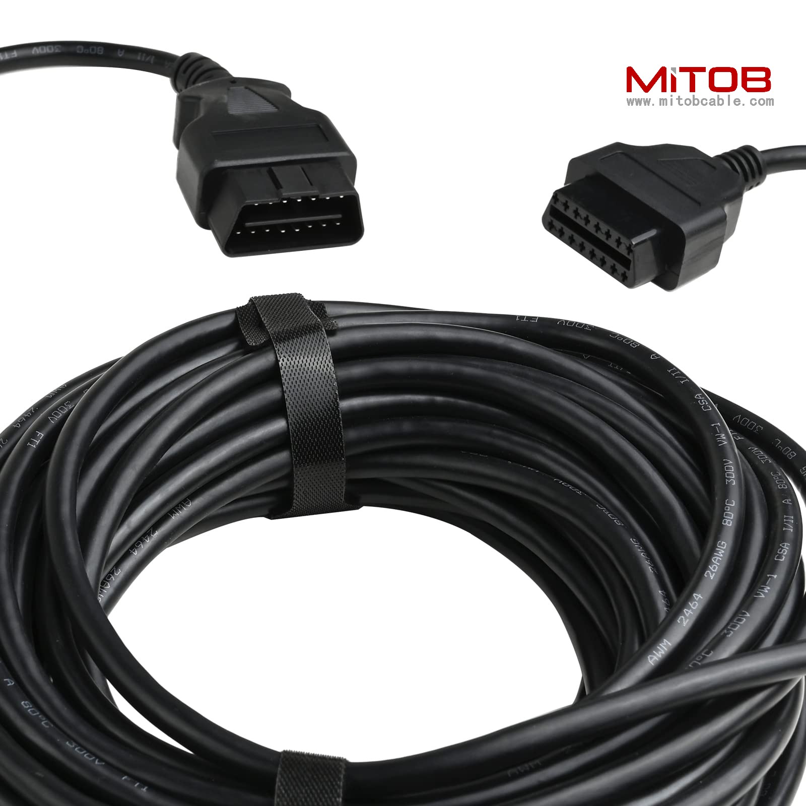 50 Feet  15 Meter OBD2 OBDII Full 16 Pin Car Male to Female Extension Cable Diagnostic Extender Low Profile OBD Cord Adapter for OBD Scan Tool Compatible for All OBD2 Vehicles