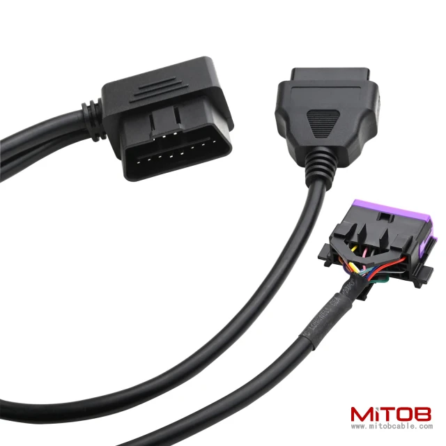 Right Angle OBD2 Splitter Y Cable 1 Male to 2 Female Extension Cable OBD II 16 Pin Cord Adapter 50cm 20inch