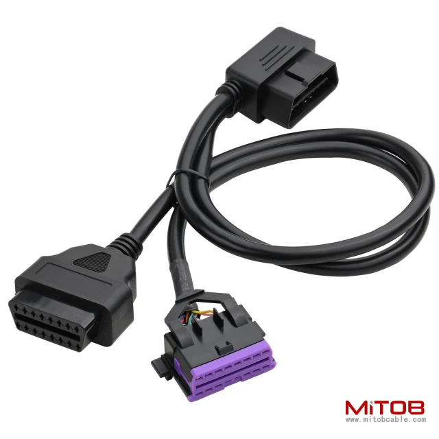 Right Angle OBD2 Splitter Y Cable 1 Male to 2 Female Extension Cable OBD II 16 Pin Cord Adapter 50cm 20inch