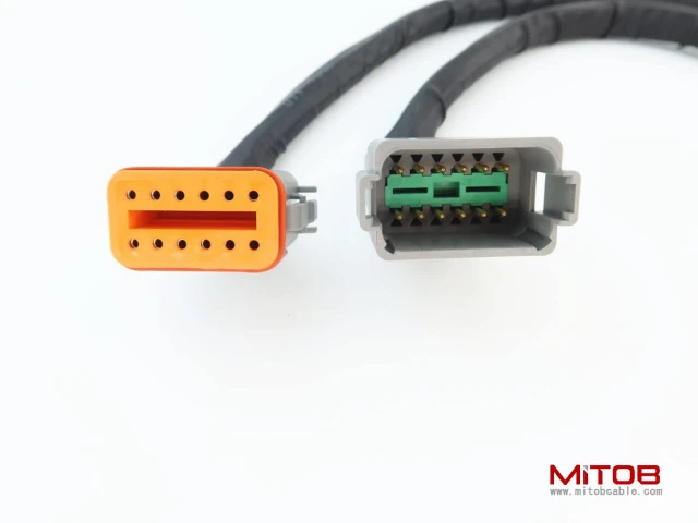 DT 12 Pin Connector Pigtail Cable 12Pin Male and Female 1ft/30cm