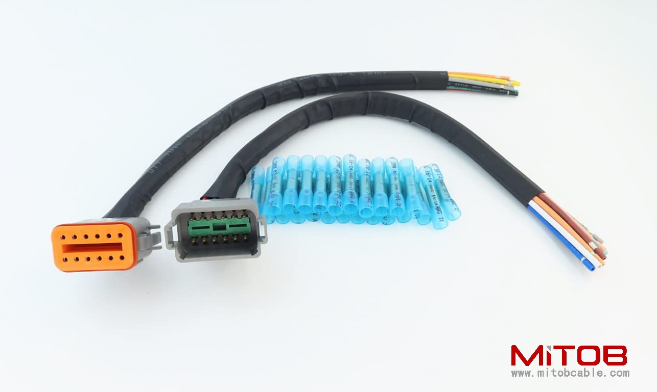 DT 12 Pin Connector Pigtail Cable 12Pin Male and Female 1ft/30cm