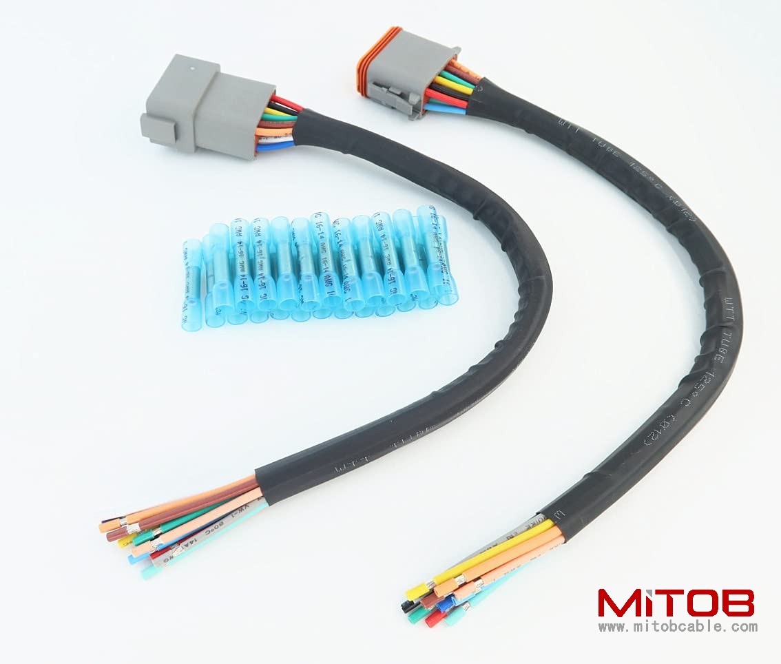 DT 12 Pin Connector Pigtail Cable 12Pin Male and Female 1ft/30cm