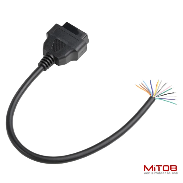 1ft Feet 30cm/12 16 Pin J1962 OBD OBDII OBD2 Female Connector Car Diagnostic Extension Cable Cord Pigtail