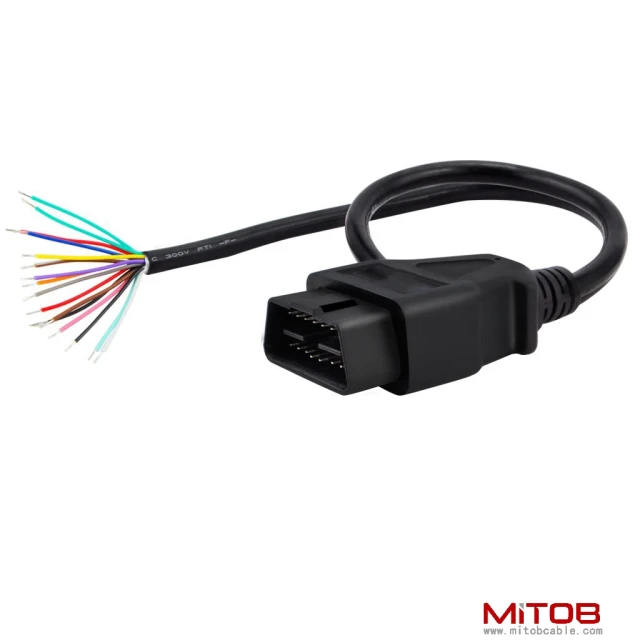 60cm 24" inch, 2ft 16 Pin J1962 OBD2 OBD-II Male Connector to Open Plug Wire, OBD Diagnostic Extension Cable Pigtail