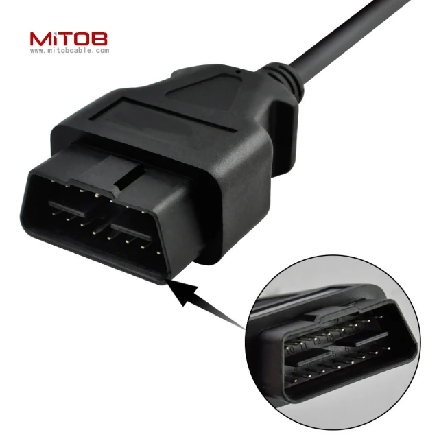 60cm 24" inch, 2ft 16 Pin J1962 OBD2 OBD-II Male Connector to Open Plug Wire, OBD Diagnostic Extension Cable Pigtail