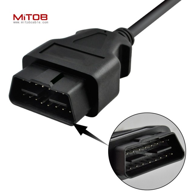 60cm 24" inch, 2ft 16 Pin J1962 OBD2 OBD-II Male Connector to Open Plug Wire, OBD Diagnostic Extension Cable Pigtail