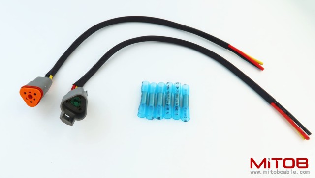 DT 3 Pin Connector Pigtail Cable 3pin Male and Female 1ft/30cm