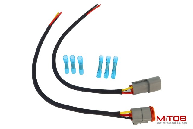 DT 3 Pin Connector Pigtail Cable 3pin Male and Female 1ft/30cm