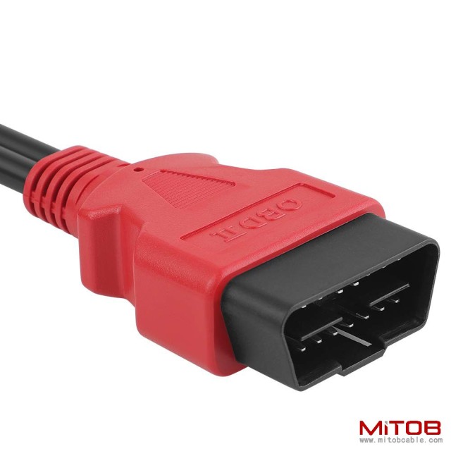 Red 30cm12 inch Ultra Low Profile OBDII Extension Cable, OBD II 2 Y Splitter Cable,1 Male to 2 Dual Female Y J1962 Ports Extension Connector Adapter