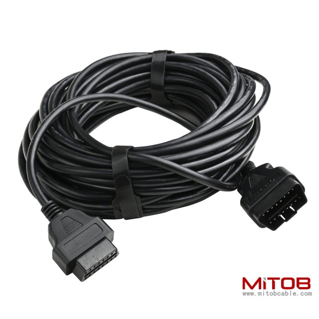 15 Meter/50 Feet  OBD2 OBDII Full 16 Pin Male to Female Extension Cable Diagnostic Extender Low Profile OBD Cord Adapter for OBD Scan Tool Compatible for All OBD2 Vehicles ﻿