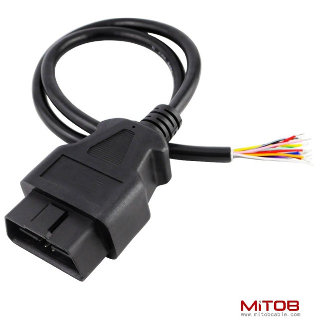 60cm 24 inch 2ft  Pack of 2 16 Pin J1962 OBD2 OBD-II Male Connector to Open Plug Wire, OBD Diagnostic Extension Cable Pigtail