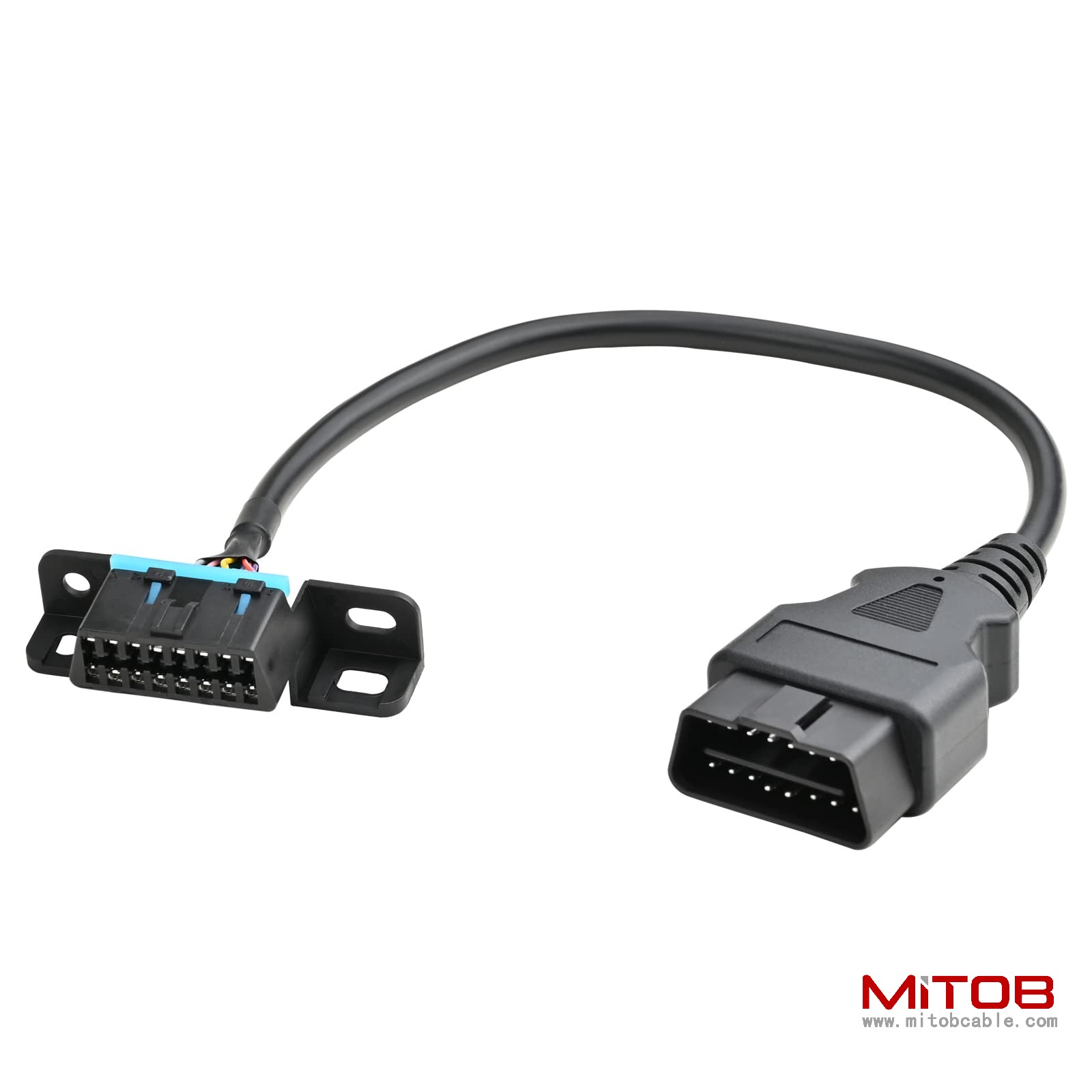 Full 16 Pin OBD2 Male to Female Cable with Underdash Mount Bracket Wire Harness Extension Adapter Connector 30cm 12inch