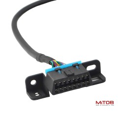 Right Angle Universal OBD2 OBDII 16 Pin Splitter Y Open Cable, J1962 1 Male to 2 Female Connector with Underdash Mount Bracket 50cm/20