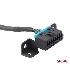Right Angle Universal OBD2 OBDII 16 Pin Splitter Y Open Cable, J1962 1 Male to 2 Female Connector with Underdash Mount Bracket 50cm/20