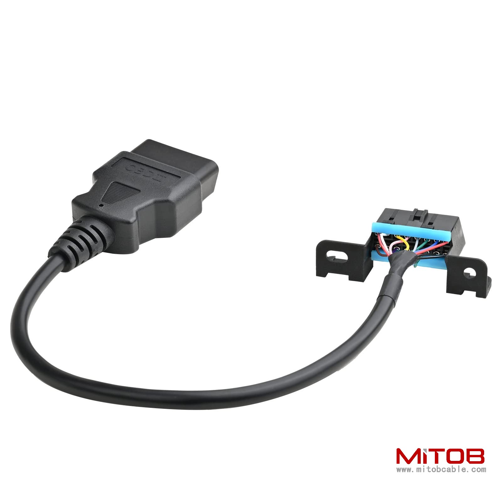 Full 16 Pin OBD2 Male to Female Cable with Underdash Mount Bracket Wire Harness Extension Adapter Connector 30cm 12inch