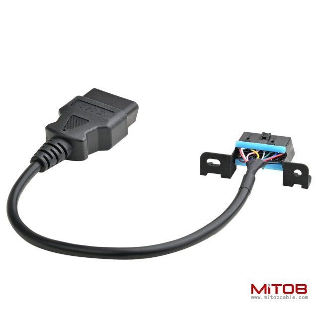 Full 16 Pin OBD2 Male to Female Cable with Underdash Mount Bracket Wire Harness Extension Adapter Connector 30cm 12inch