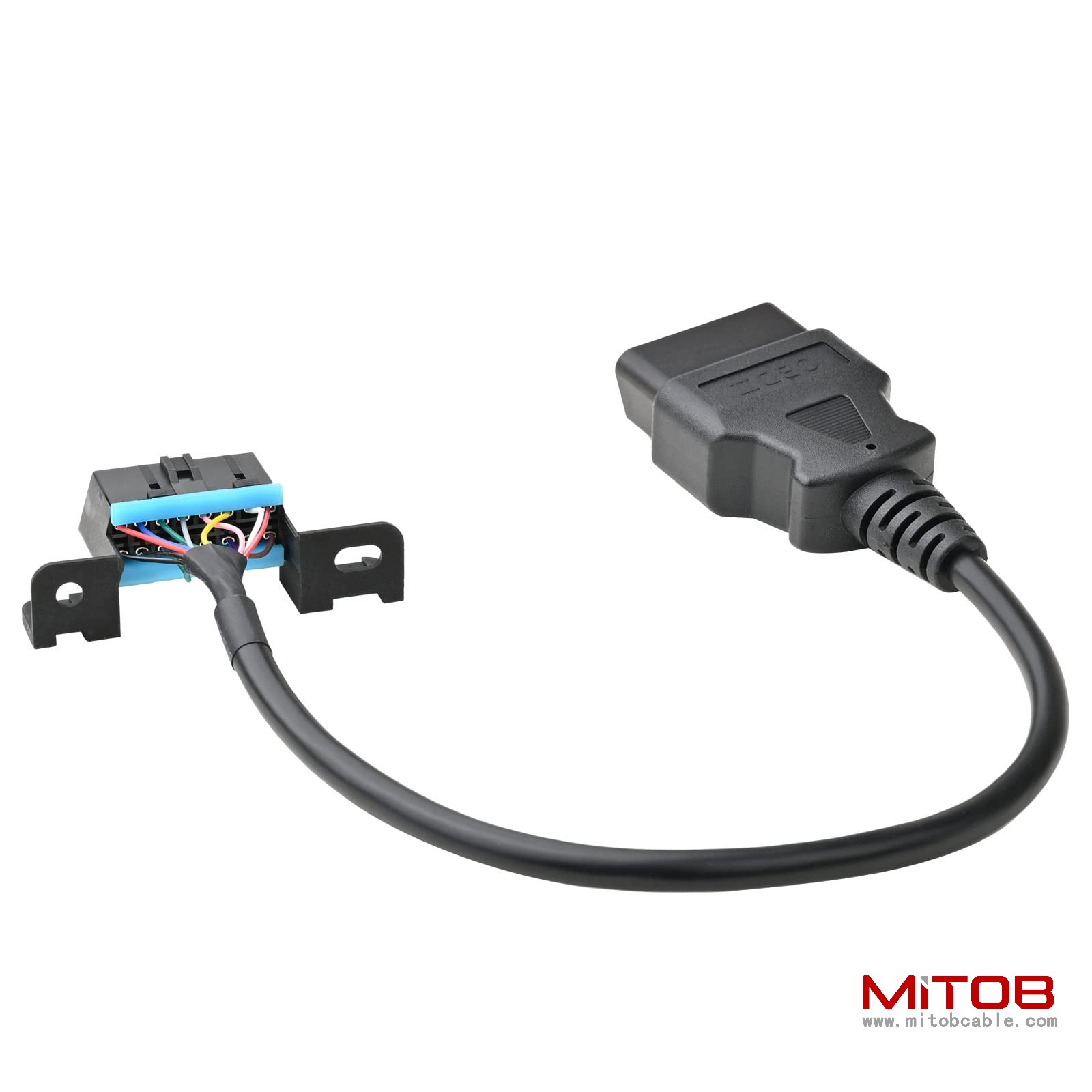 Full 16 Pin OBD2 Male to Female Cable with Underdash Mount Bracket Wire Harness Extension Adapter Connector 30cm 12inch