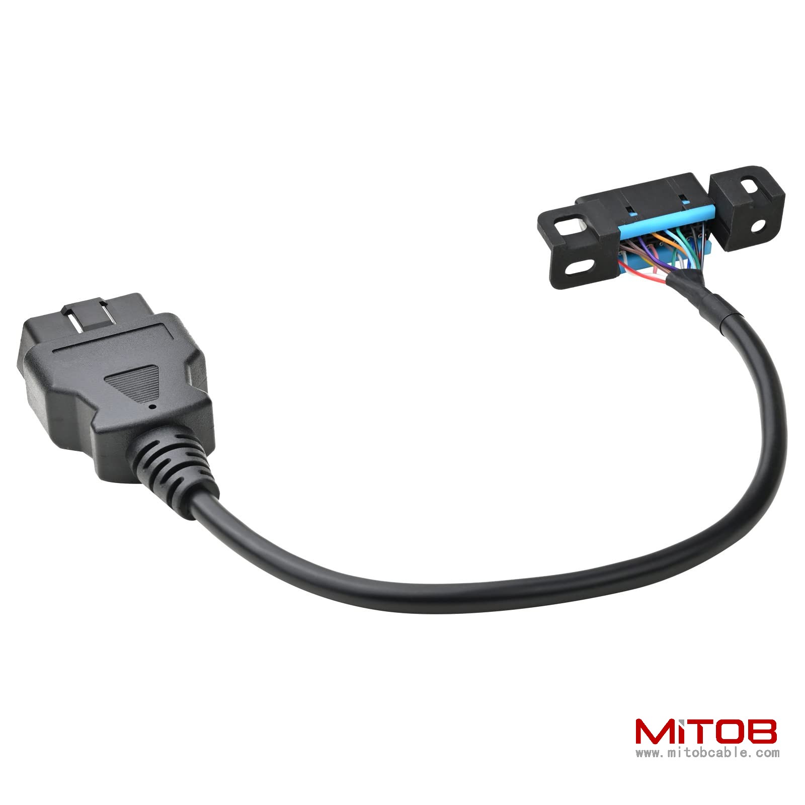 Full 16 Pin OBD2 Male to Female Cable with Underdash Mount Bracket Wire Harness Extension Adapter Connector 30cm 12inch