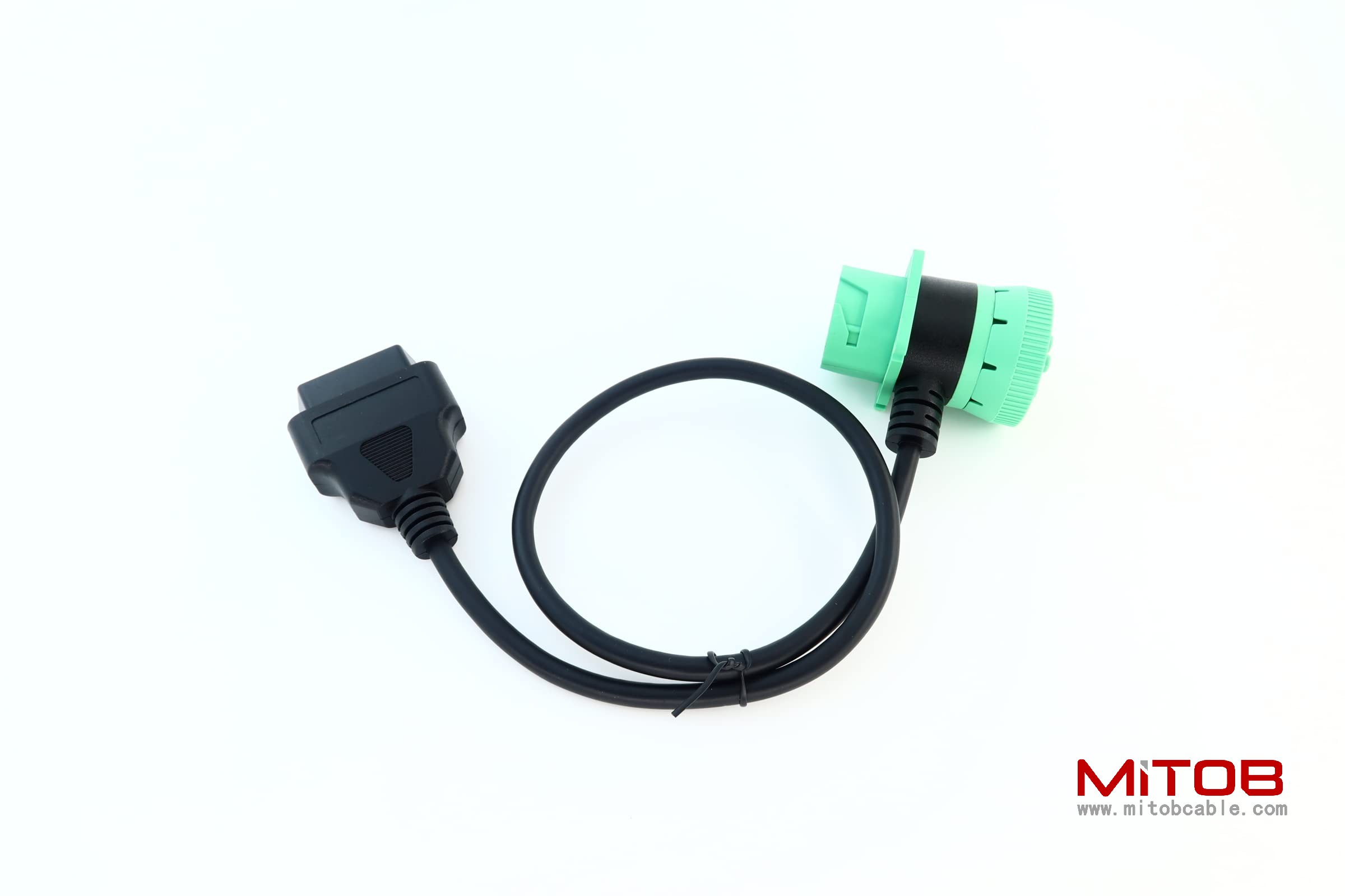 Green 9 Pin Male to 9 Pin Female to OBD 2 Extension Cable J1939 to OBDii 16pin Adapter Cable