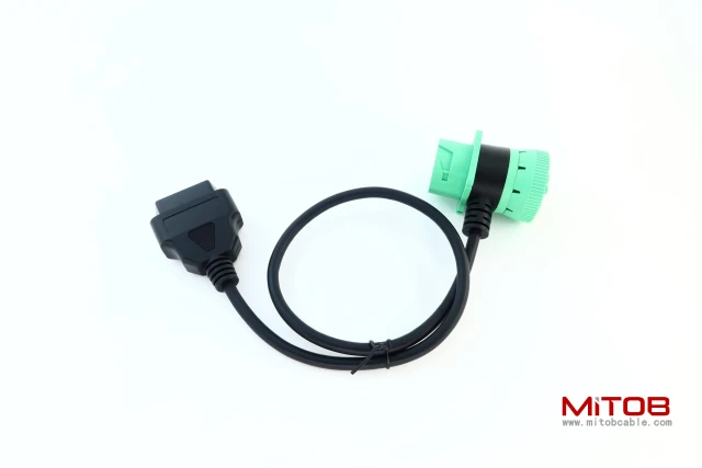 Green 9 Pin Male to 9 Pin Female to OBD 2 Extension Cable J1939 to OBDii 16pin Adapter Cable
