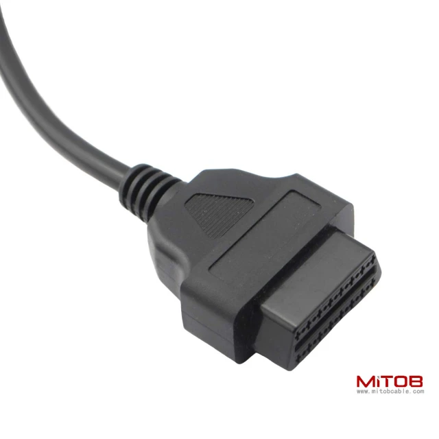 Right Angle Universal OBD2 OBDII 16 Pin Splitter Y Open Cable, J1962 1 Male to 2 Female Connector with Underdash Mount Bracket 50cm/20