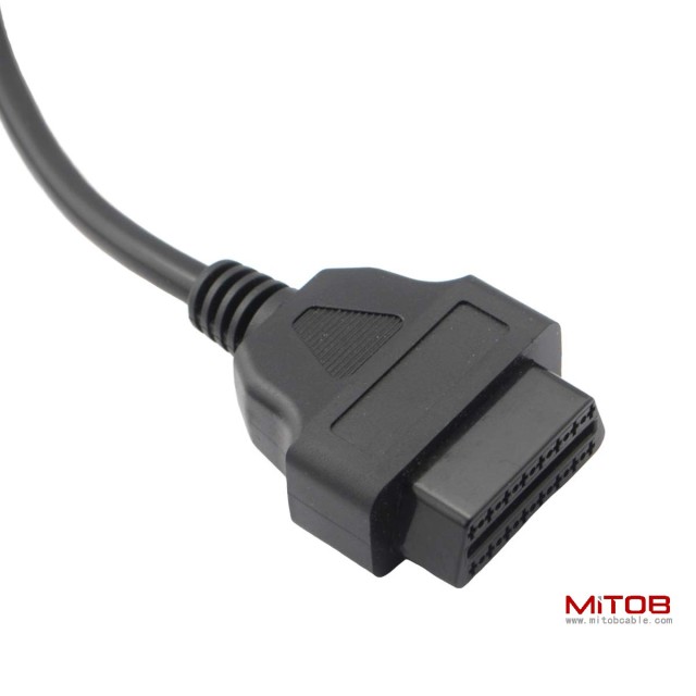 Right Angle Universal OBD2 OBDII 16 Pin Splitter Y Open Cable, J1962 1 Male to 2 Female Connector with Underdash Mount Bracket 50cm/20