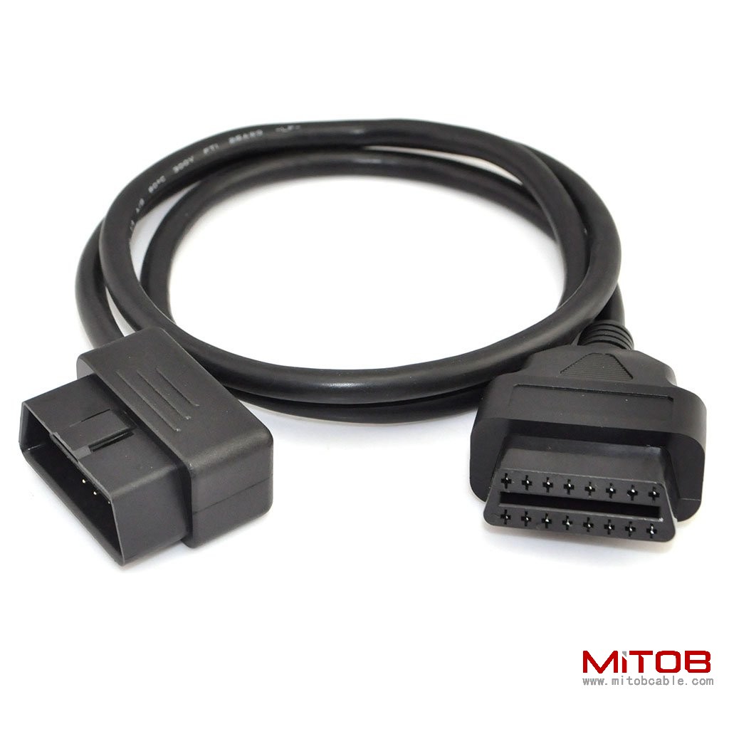 3ft 100cm OBD-II OBD2 Right Angle 16 Pin Auto Car Male to Female Extension Cable Diagnostic Extender Cord Adapter