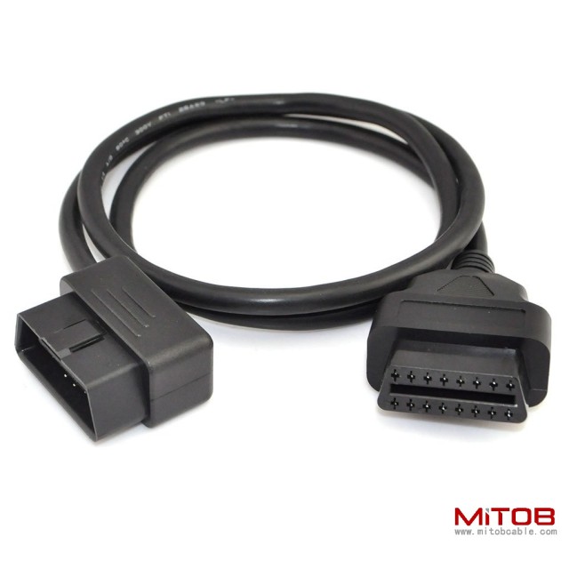 3ft 100cm OBD-II OBD2 Right Angle 16 Pin Auto Car Male to Female Extension Cable Diagnostic Extender Cord Adapter