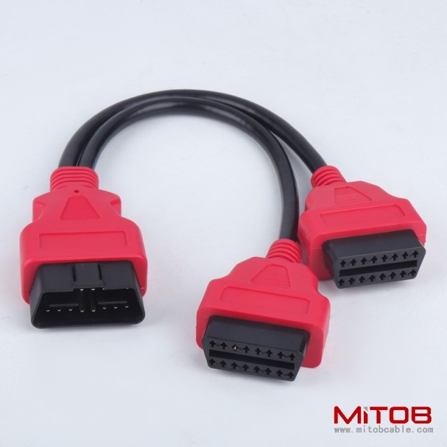 OBD2 1/2 adapter extension cable OBD extension cable 12V automotive specific universal 16 pin core splitter cable