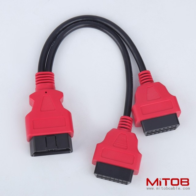 OBD2 1/2 adapter extension cable OBD extension cable 12V automotive specific universal 16 pin core splitter cable