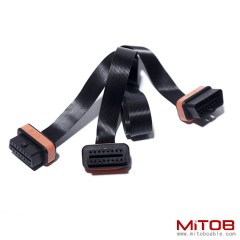 1m OBD2 one to two extension cable  16Pin fully powered   flat  OBD one to two  adapter cable