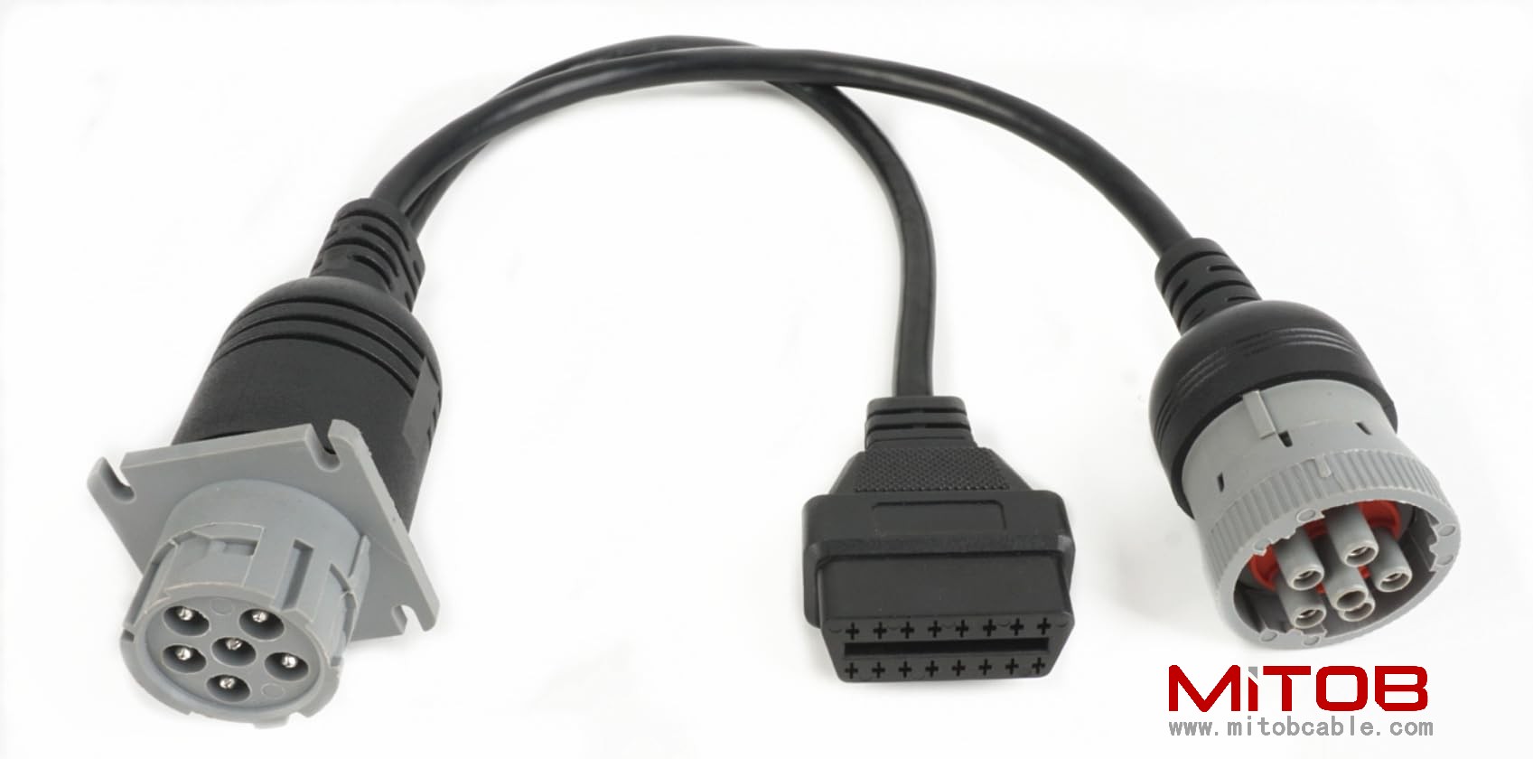 J1708 6pin Male to 6pin Female to OBD2 Splitter Cable for Freightliner Truck