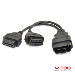30cm/12 OBD2 OBD II Splitter Extension Y J1962 16 Pin Cable Male to Dual Female Cord Adapter