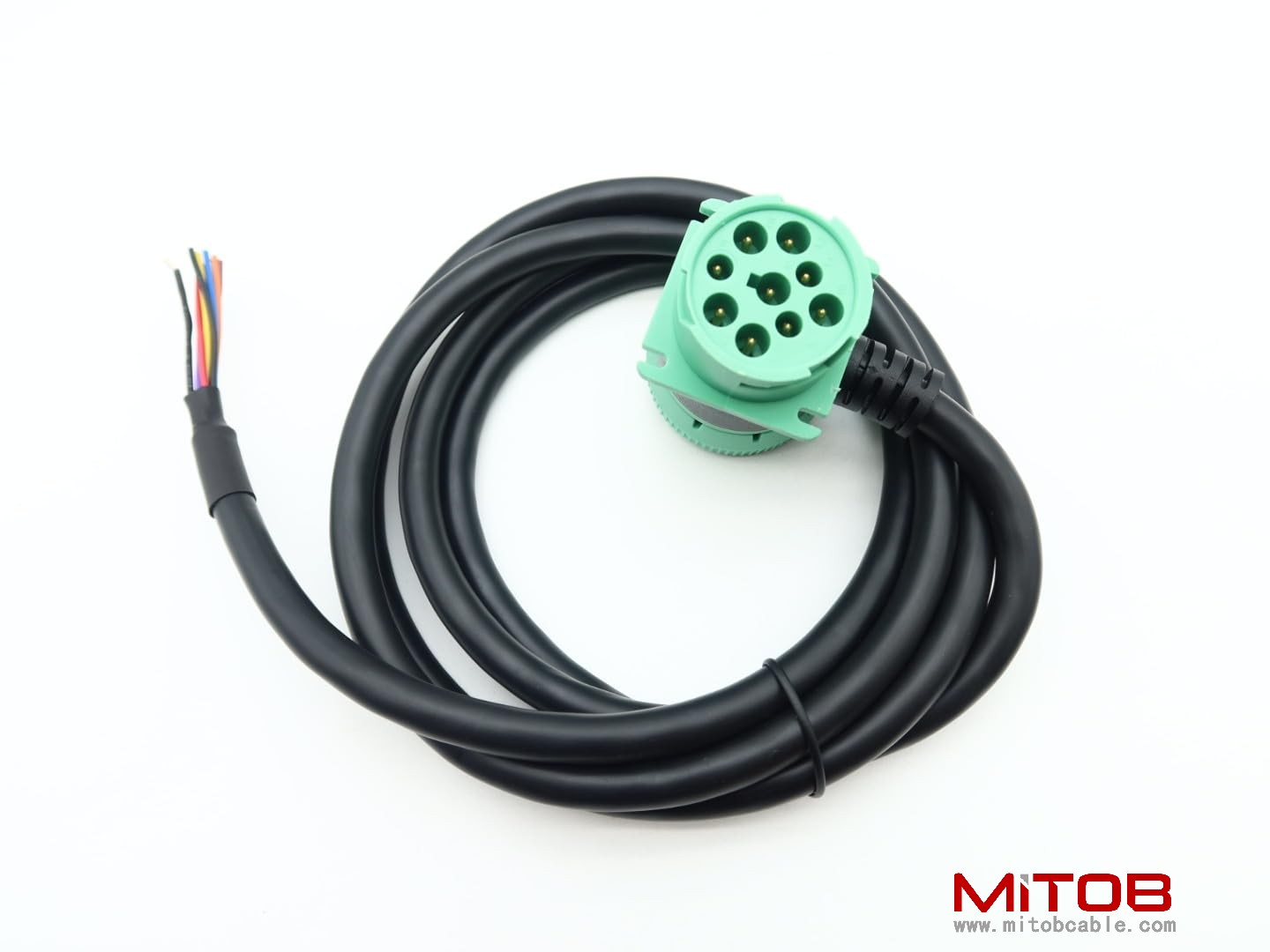 SAE J1939 9Pin Pass Through Male/Female to Open End Pigtail Cable 6ft for Freightliner Truck