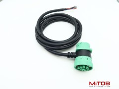 SAE J1939 9Pin Pass Through Male/Female to Open End Pigtail Cable 6ft for Freightliner Truck