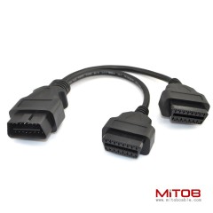 30cm/12 OBD2 OBD II Splitter Extension Y J1962 16 Pin Cable Male to Dual Female Cord Adapter